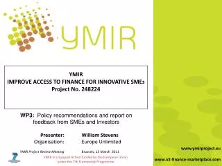 WP3: Policy recommendations and report on feedback from SMEs and Investors