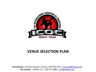 VENUE SELECTION PLAN