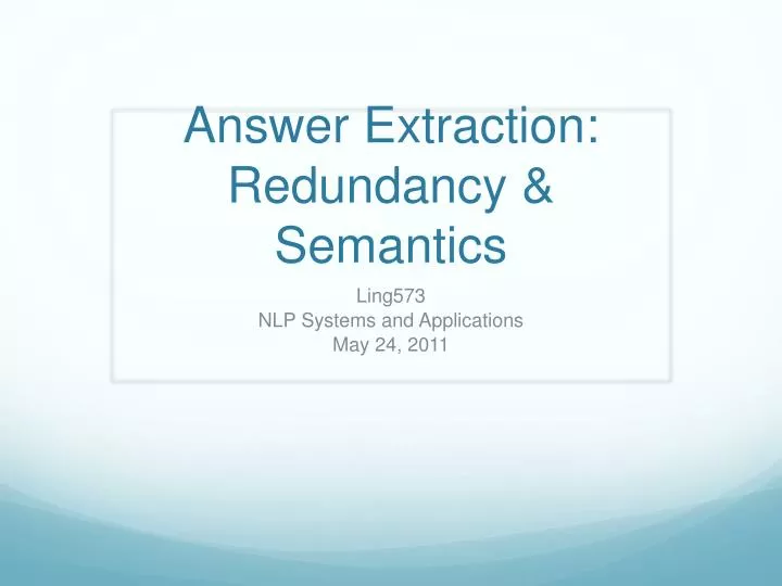 answer extraction redundancy semantics
