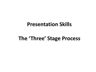 Presentation Skills The ‘Three ’ Stage Process
