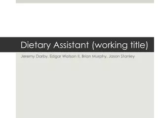 Dietary Assistant (working title)