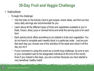 30-Day Fruit and Veggie Challenge