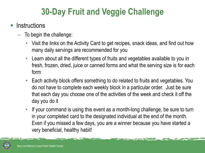 30 day fruit and veggie challenge