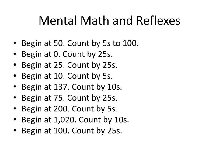 mental math and reflexes