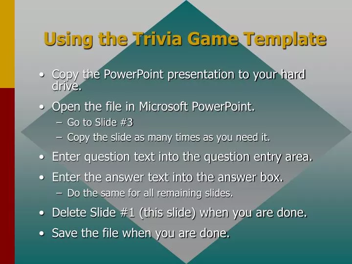 using the trivia game template