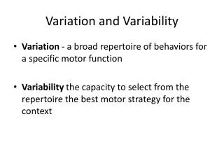 Variation and Variability