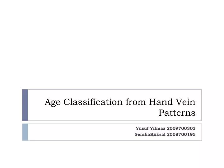age classification from hand vein patterns
