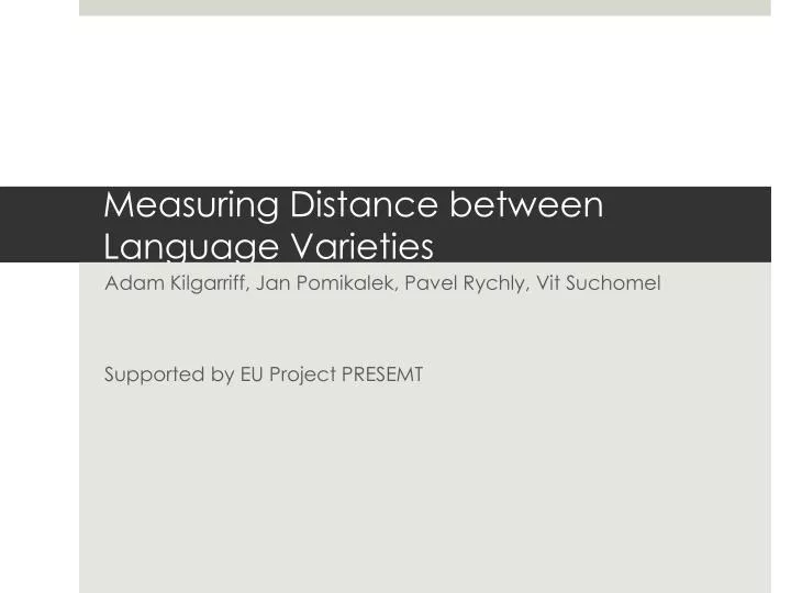 measuring distance between language varieties