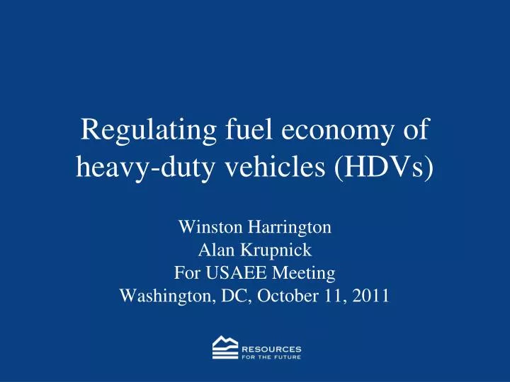 regulating fuel economy of heavy duty vehicles hdvs