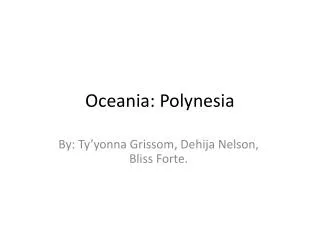 Oceania: Polynesia
