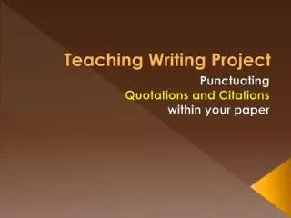 Teaching Writing Project