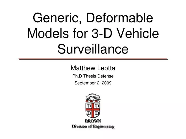 generic deformable models for 3 d vehicle surveillance
