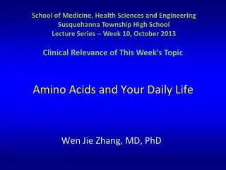 Amino Acids and Your Daily Life