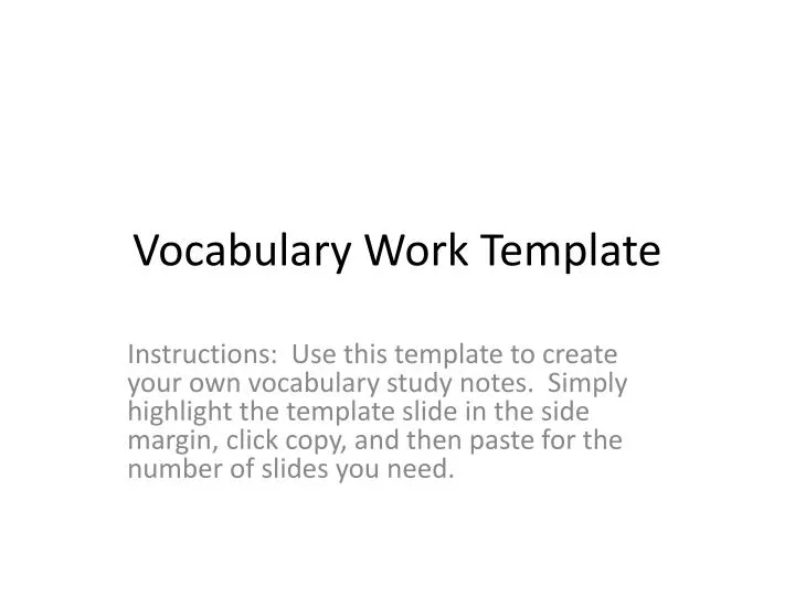 vocabulary work template
