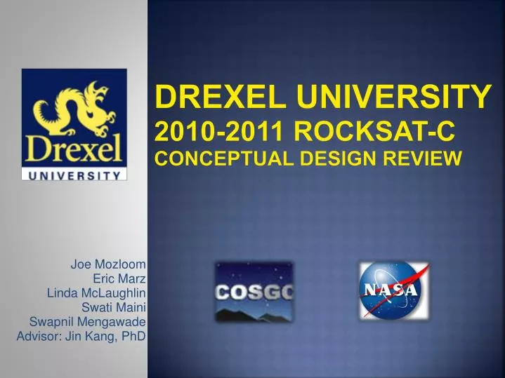 drexel university 2010 2011 rocksat c conceptual design review