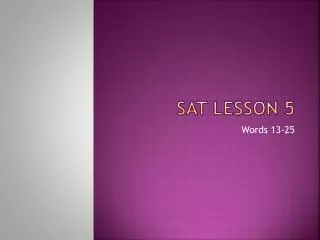 SAT Lesson 5