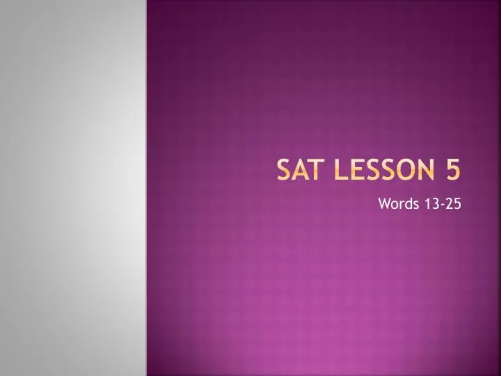 sat lesson 5