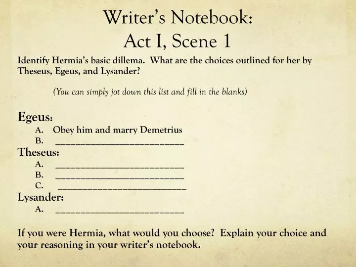writer s notebook act i scene 1