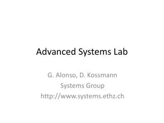 Advanced Systems Lab