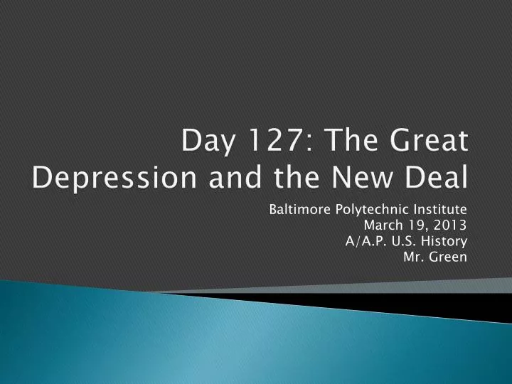 day 127 the great depression and the new deal