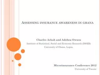 Assessing insurance awareness in ghana