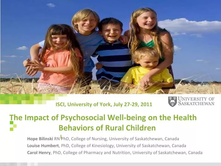 the impact of psychosocial well being on the health behaviors of rural children i
