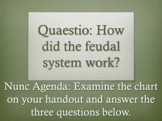 Quaestio : How did the feudal system work?