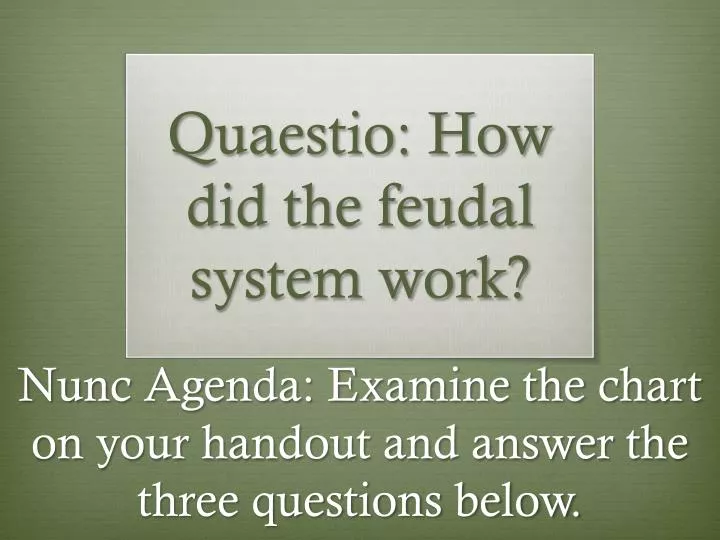 quaestio how did the feudal system work