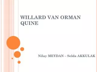 WILLARD VAN ORMAN QUINE