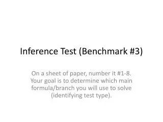 Inference Test (Benchmark #3)