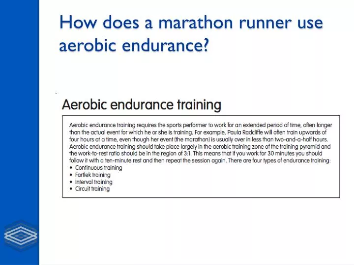 how does a marathon runner use aerobic endurance