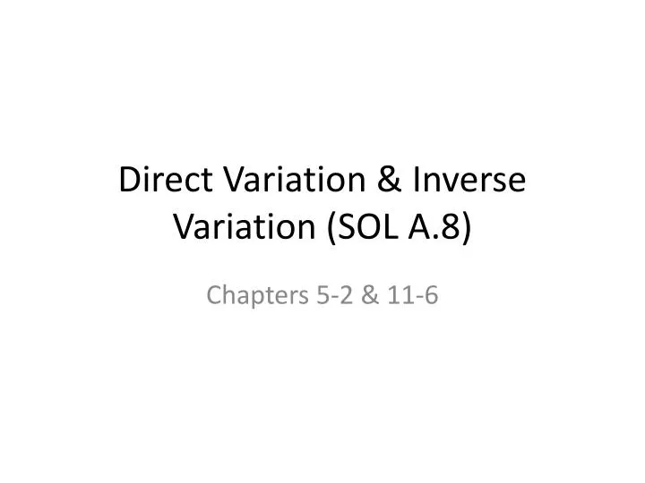 direct variation inverse variation sol a 8