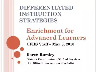 DIFFERENTIATED INSTRUCTION STRATEGIES