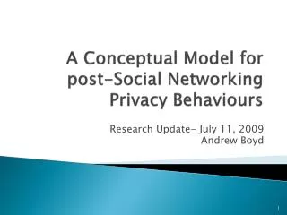A Conceptual Model for post-Social Networking Privacy Behaviours