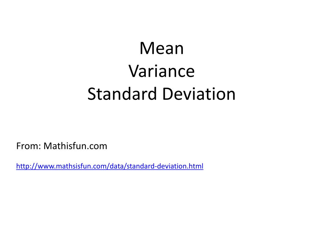 PPT - Mean Variance Standard Deviation PowerPoint Presentation, free ...