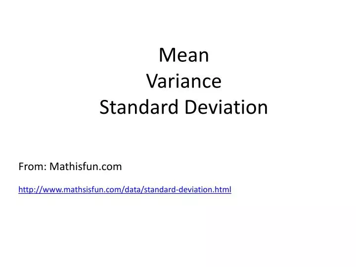 mean variance standard deviation
