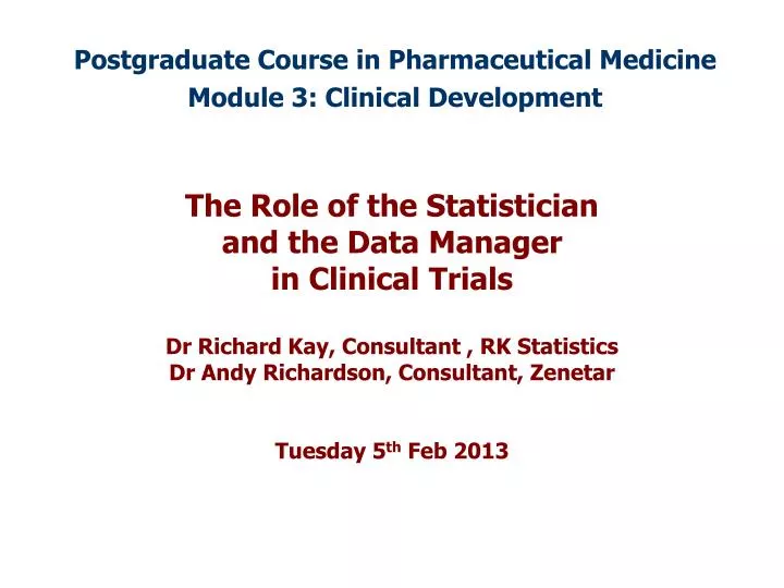 postgraduate course in pharmaceutical medicine module 3 clinical development