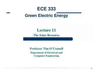 ECE 333 Green Electric Energy