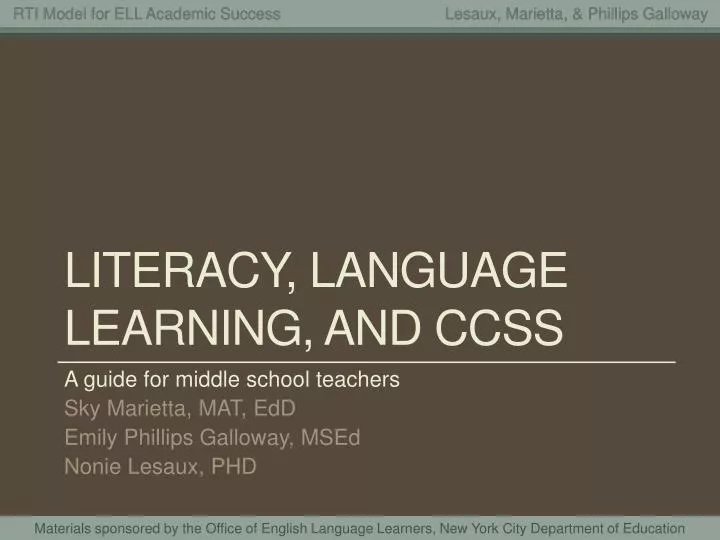 literacy language learning and ccss