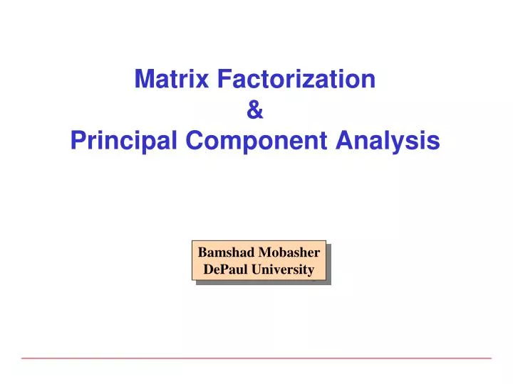 matrix factorization principal component analysis