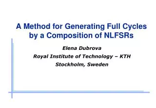 A Method for Generating Full Cycles by a Composition of NLFSRs