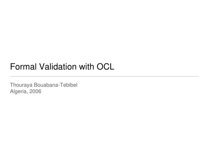 formal validation with ocl