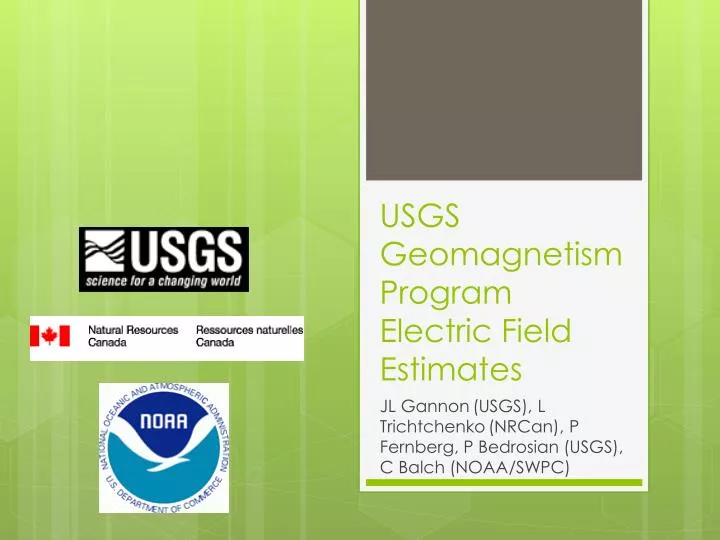 usgs geomagnetism program electric field estimates