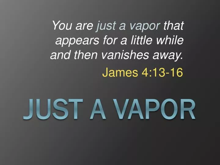 you are just a vapor that appears for a little while and then vanishes away james 4 13 16
