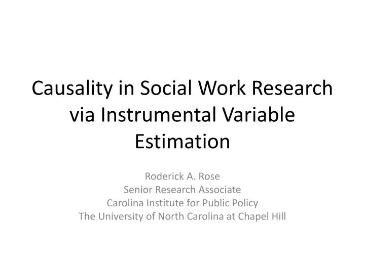 causality in social work research via instrumental variable estimation