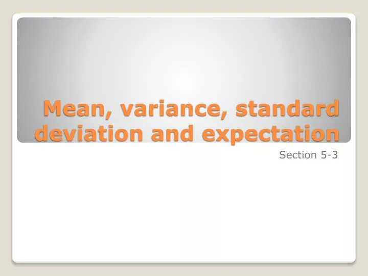 mean variance standard deviation and expectation