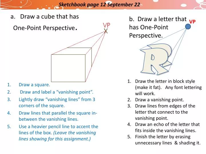 a draw a cube that has one point perspective