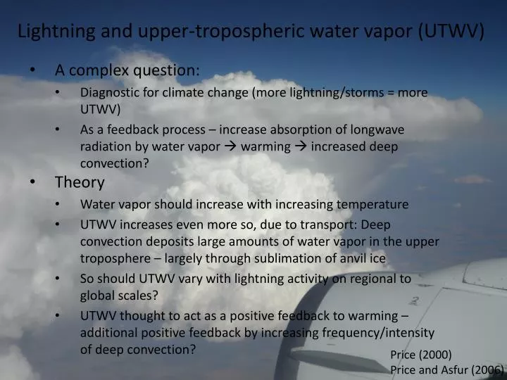 lightning and upper tropospheric water vapor utwv