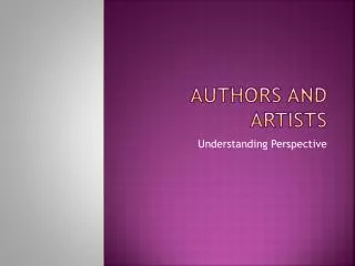 Authors and Artists