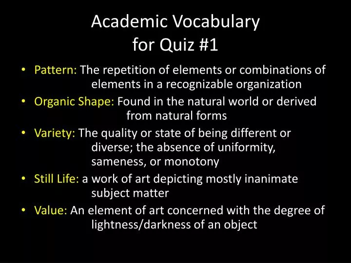academic vocabulary for quiz 1